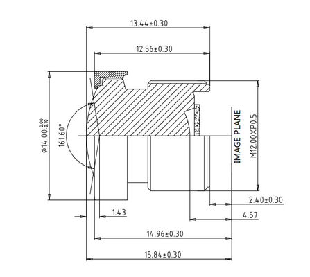 EFL2.2mm Car Digital Cabin Management System Lens,Diameter wajah ujung depan Ø14,2MP high-pixel